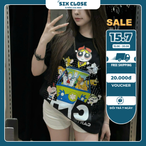 [SIX CLOSE] Áo Phông Unisex In Hình Hoạt Hình – Năng Động & Cá Tính